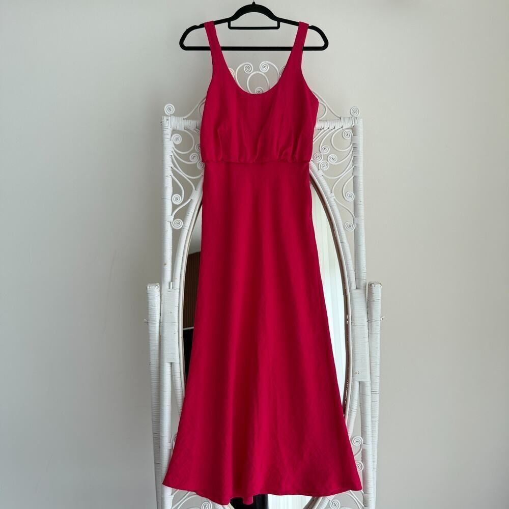 Zara Dress Small Pink Midi Gathered Empire Waist Dopamine Date Night Brunch Girl